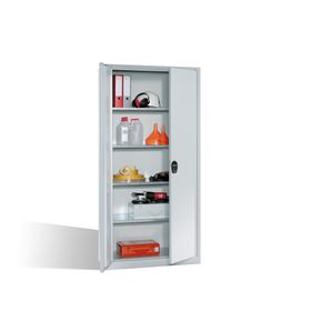 C+P Stahl Werkzeugschrank, Materialschrank, abschließbar, 4 Fachböden, Korpusfarbe lichtgrau, Türfarbe wählbar, 1.950 x 935 x 400 mm (HxBxT)