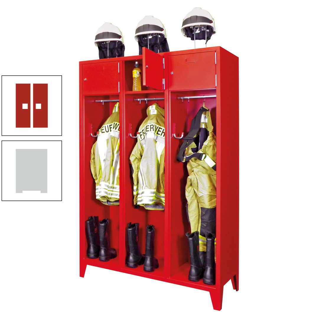 Feuerwehrschrank - 2 Abteile - Ablagefach mit Tür, Etikettenrahmen - 2.100 x 830 x 500 mm (HxBxT) - anthrazitgrau
