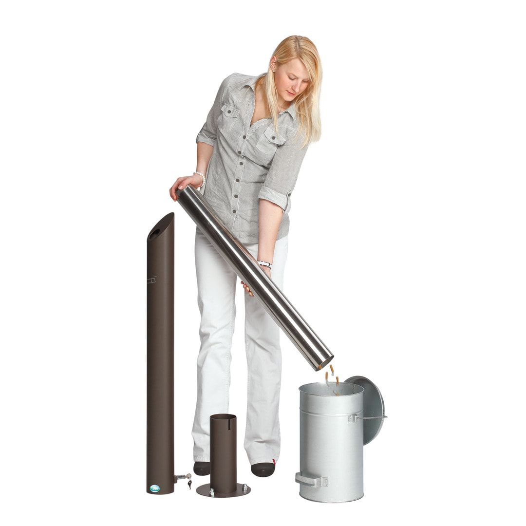 Standascher - Edelstahl - Volumen 4 l - 1.000 x 200 x 200 mm (HxBxT) - Struktur Pulverbeschichtung antik-silber