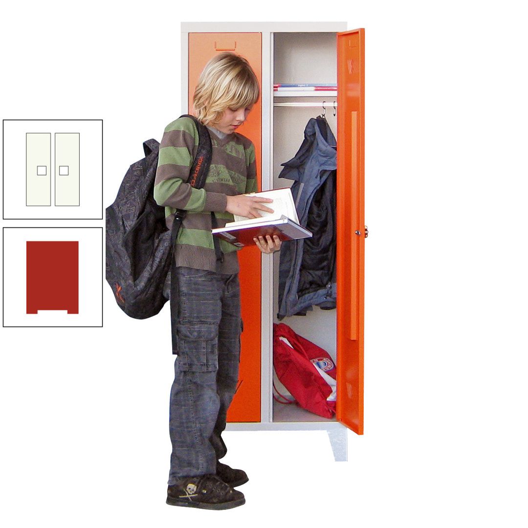 Spindschrank f. Schulen - mit Füßen - Höhe 1.600 mm - 3 Abteile a 300 mm - Drehriegel - anthrazitgrau