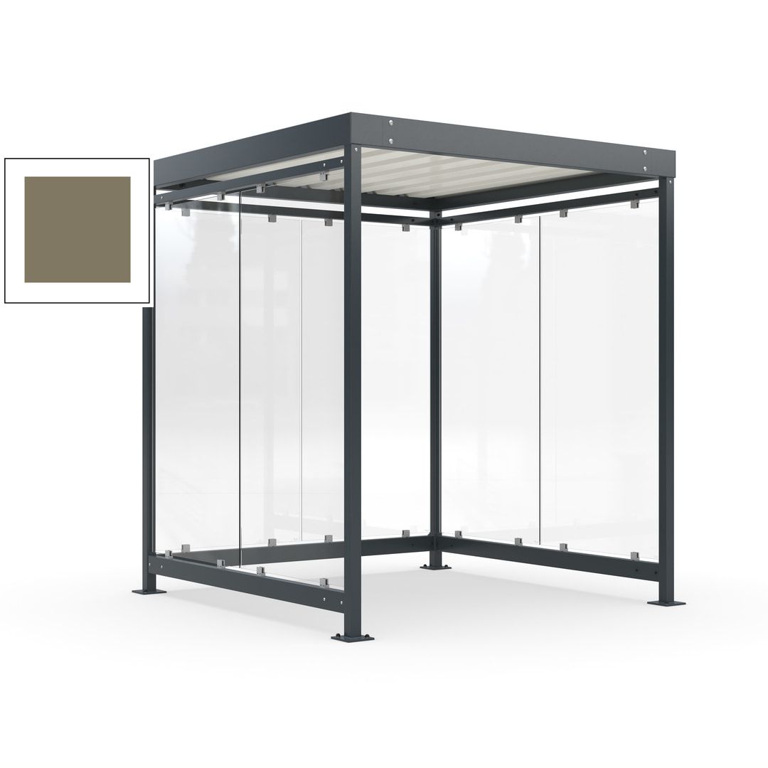 Raucherunterstand, Bushaltestelle, Bausatz, 6-7 Personen, 6 Wände, 2.510 x 2.165 x 2.165 mm (HxBxT), Achatgrau