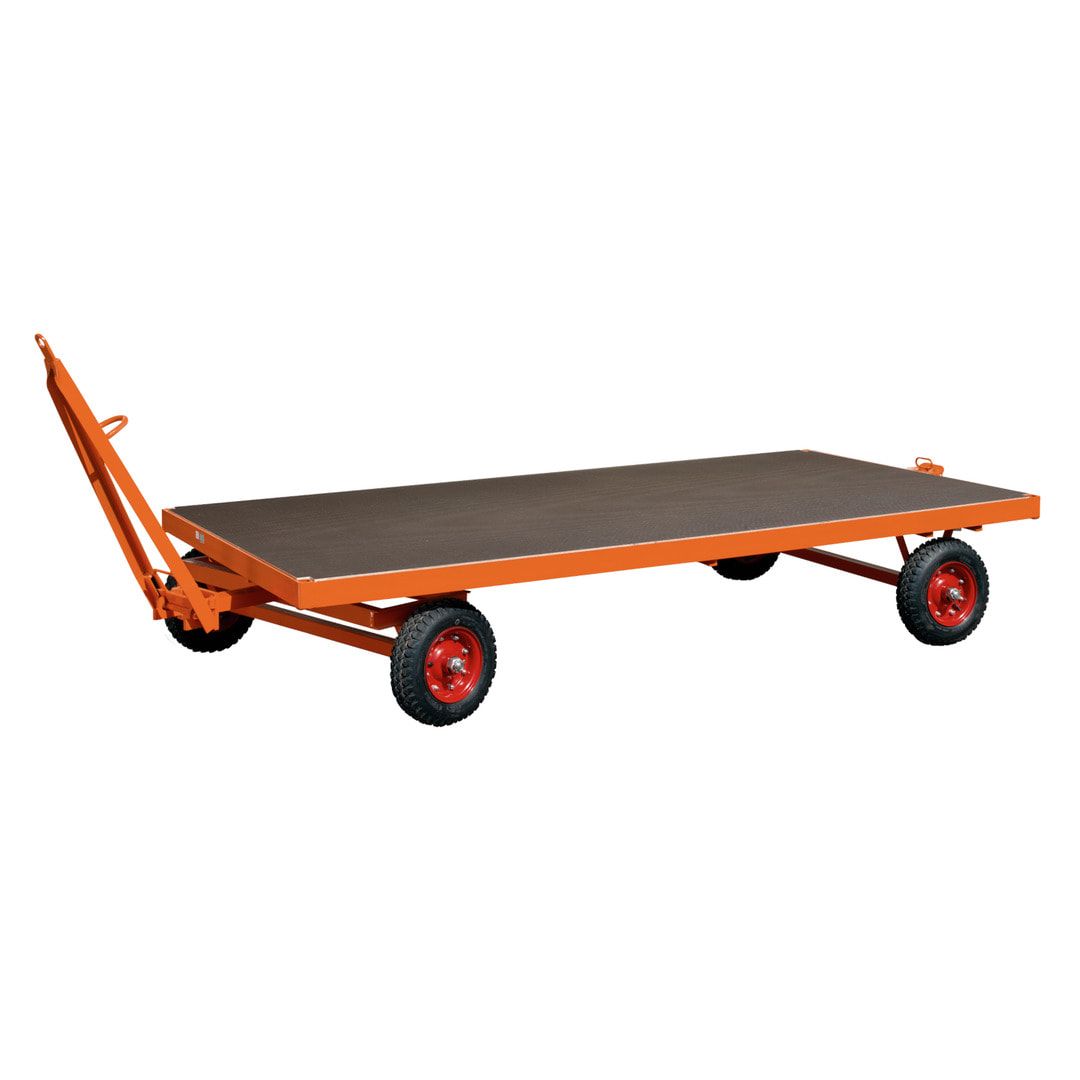 Industrieanhänger - 1-Achs-Drehschemel-Lenkung - Vollgummibereifung - 540 x 1.250 x 2.500 mm (HxBxT) - Traglast 8.000 kg - reinorange