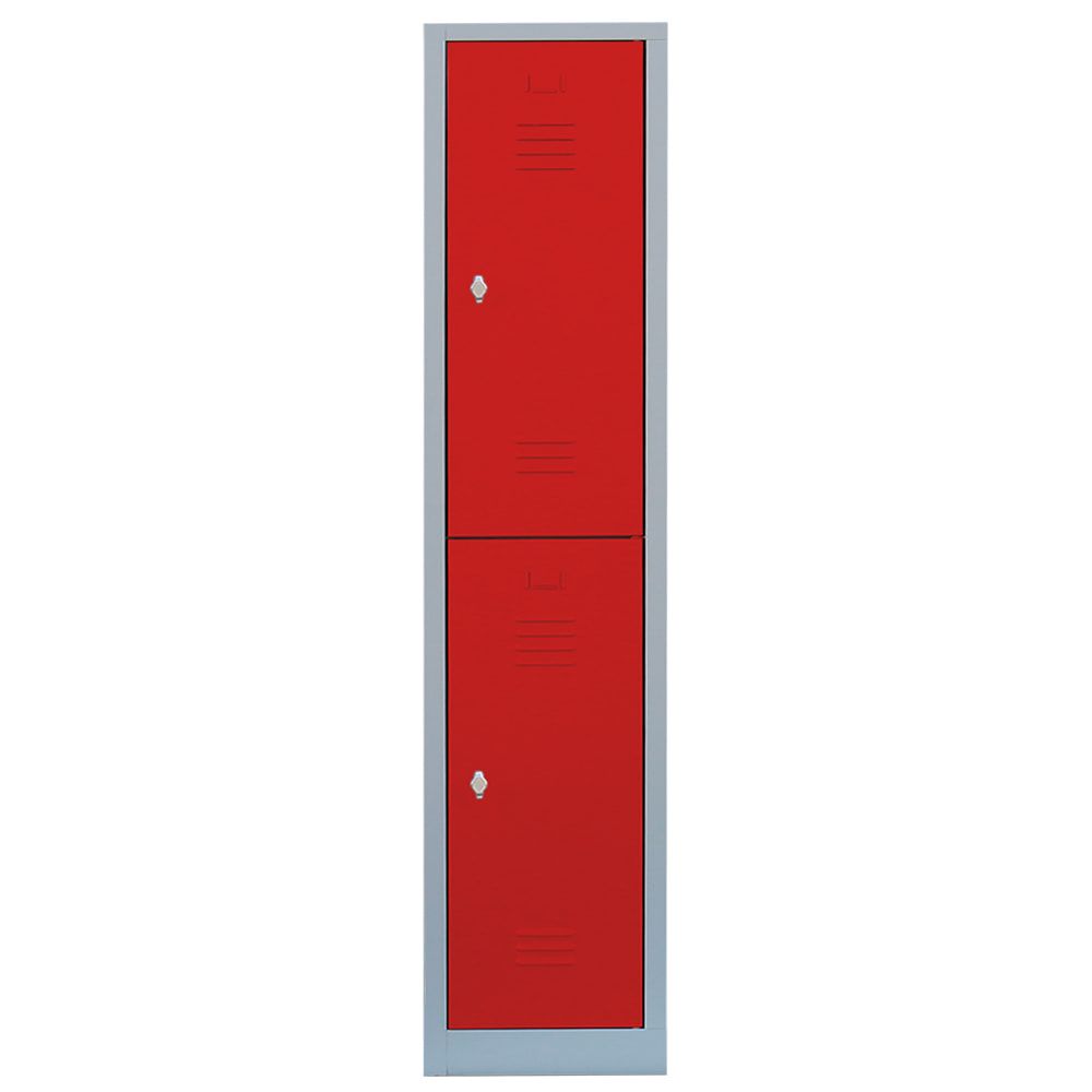 Garderobenschrank, Doppelstockspind, 1 Abteil, 2 Fächer, 1.800 x 415 x 500 mm (HxBxT), Stahl, Drehriegel, Korpus: lichtgrau, Front: anthrazitgrau