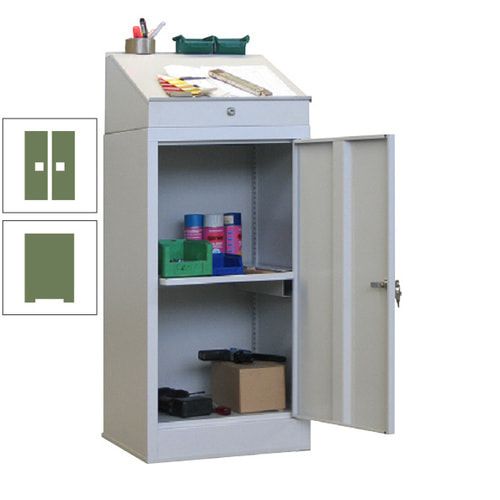 Stehpult mit Schrank - Vollblechtür - Zylinderschloss - 1 Ausziehboden - 1.270x500x500 mm (HxBxT) - anthrazitgrau