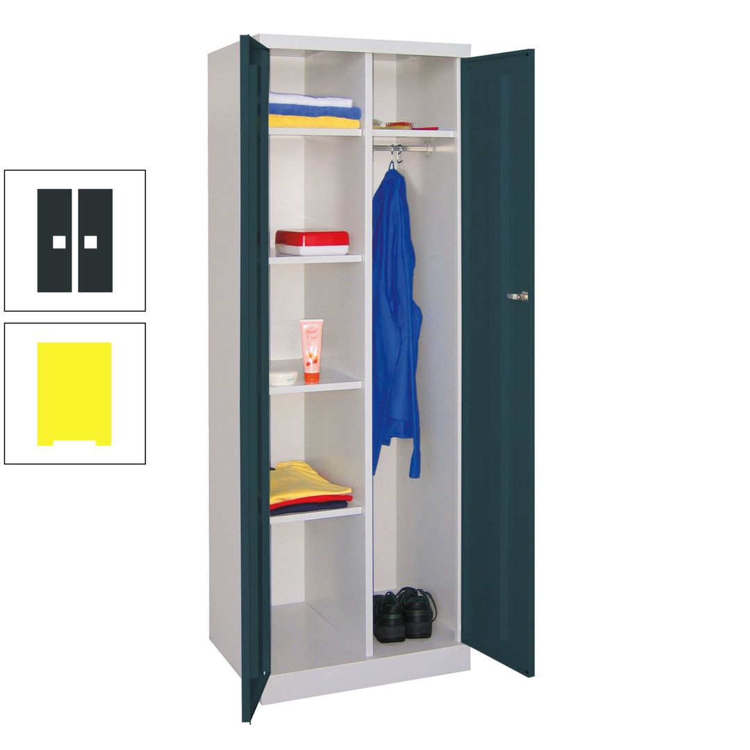 Kleiderschrank mit Sockel - Spind - 1 Abteil mit Trennwand - 1.800x600x500 mm (HxBxT) - Zylinderschloss - anthrazitgrau