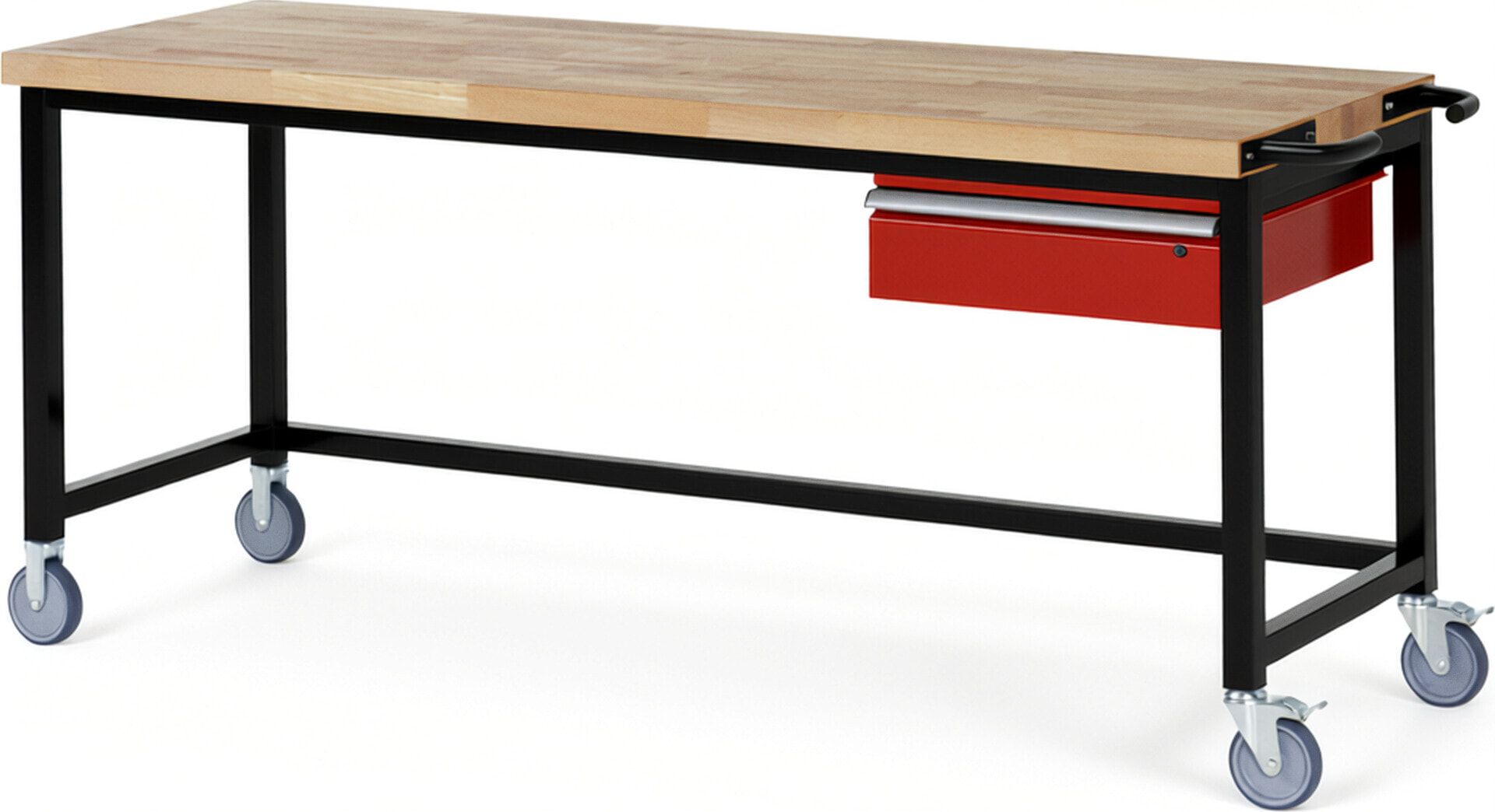 Mobile Werkbank mit 1 Schublade - 150:1 - höhenverstellbar 880-1.080 mm - 2.000 x 700 mm (BxT) - 450 kg - Buche - Anthrazitgrau