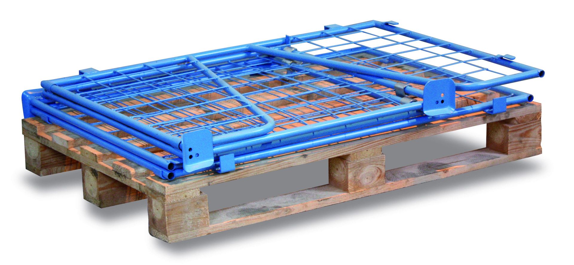 Palettenaufsatzrahmen für Industriepalette - 1.000 kg - Höhe 1.000 mm - 3-fach stapelbar - Gitter m. V-Ausschnitt - lichtblau
