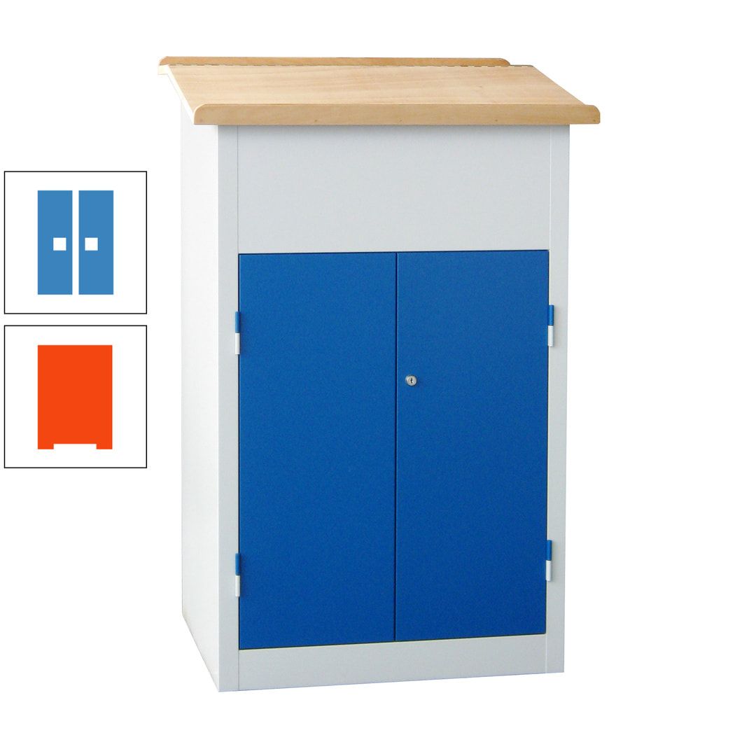 Stehpult mit Schrank - Vollblechtür - Zylinderschloss - 2 Böden - 1.200 x 700 x 600 mm (HxBxT) - anthrazitgrau