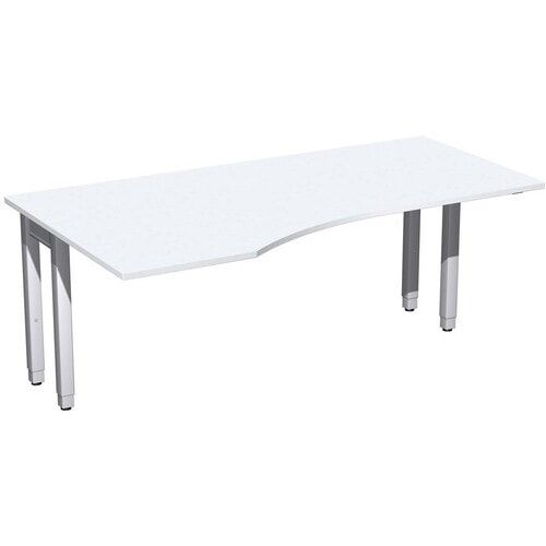 Eckschreibtisch, Ecke links, Füße einseitig verkürzt, 4-Fuß Quadrat Pro, höhenverstellbar, 680-800 x 1.600x 1.000 mm (HxBxT), Dekor Ahorn
