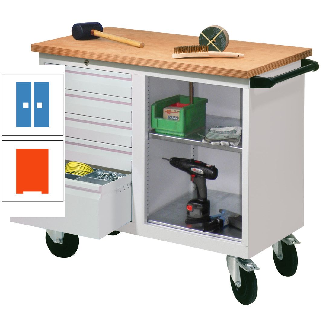 Mobile Werkbank - Werkstattwagen - 915 x 1.090 x 600 mm - 5 Schubladen und Ablagefach - anthrazitgrau