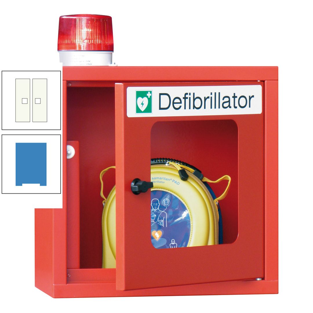 Defibrillatorenschrank mit akustischem und optischem Alarm - 490 x 400 x 200 mm (HxBxT) - Sichtfenster - anthrazitgrau