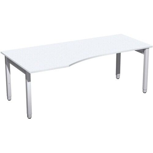 Eckschreibtisch, Ecke links, Füße einseitig verkürzt, 4-Fuß Quadrat Pro, höhenverstellbar, 680-800 x 1.600x 1.000 mm (HxBxT), Dekor Ahorn