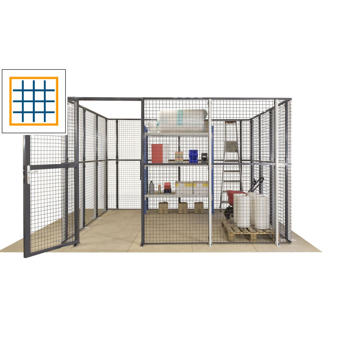 Maschinen Schutzgitter - Hallentrennwand - Sicherheitszaun - Tür - 72 m - 2.200 x 21.400 x 15.400 mm (HxBxT) - enzianblau