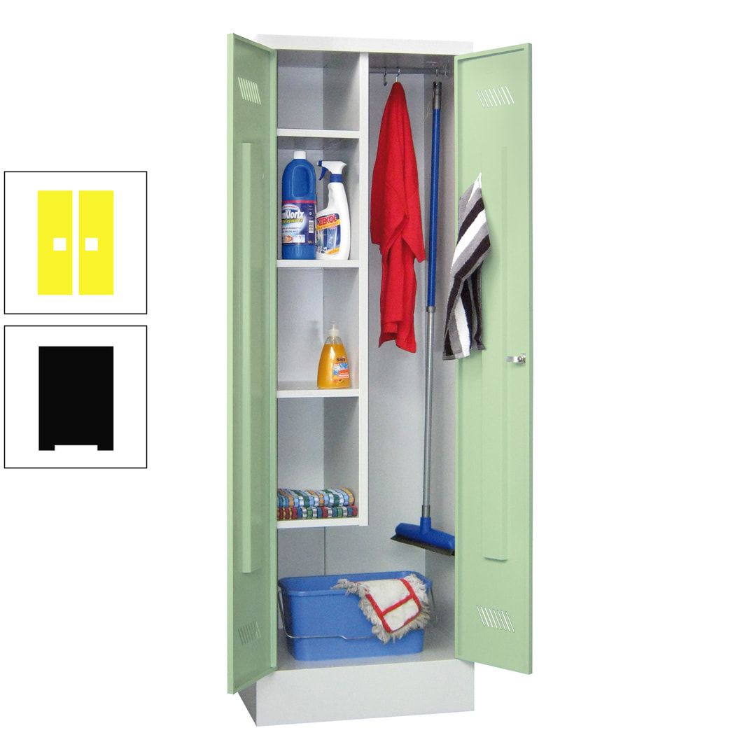 Putzschrank mit Sockel - 1 Abteil mit Trennwand - 1.850x600x500 mm (HxBxT) - Drehriegel - anthrazitgrau