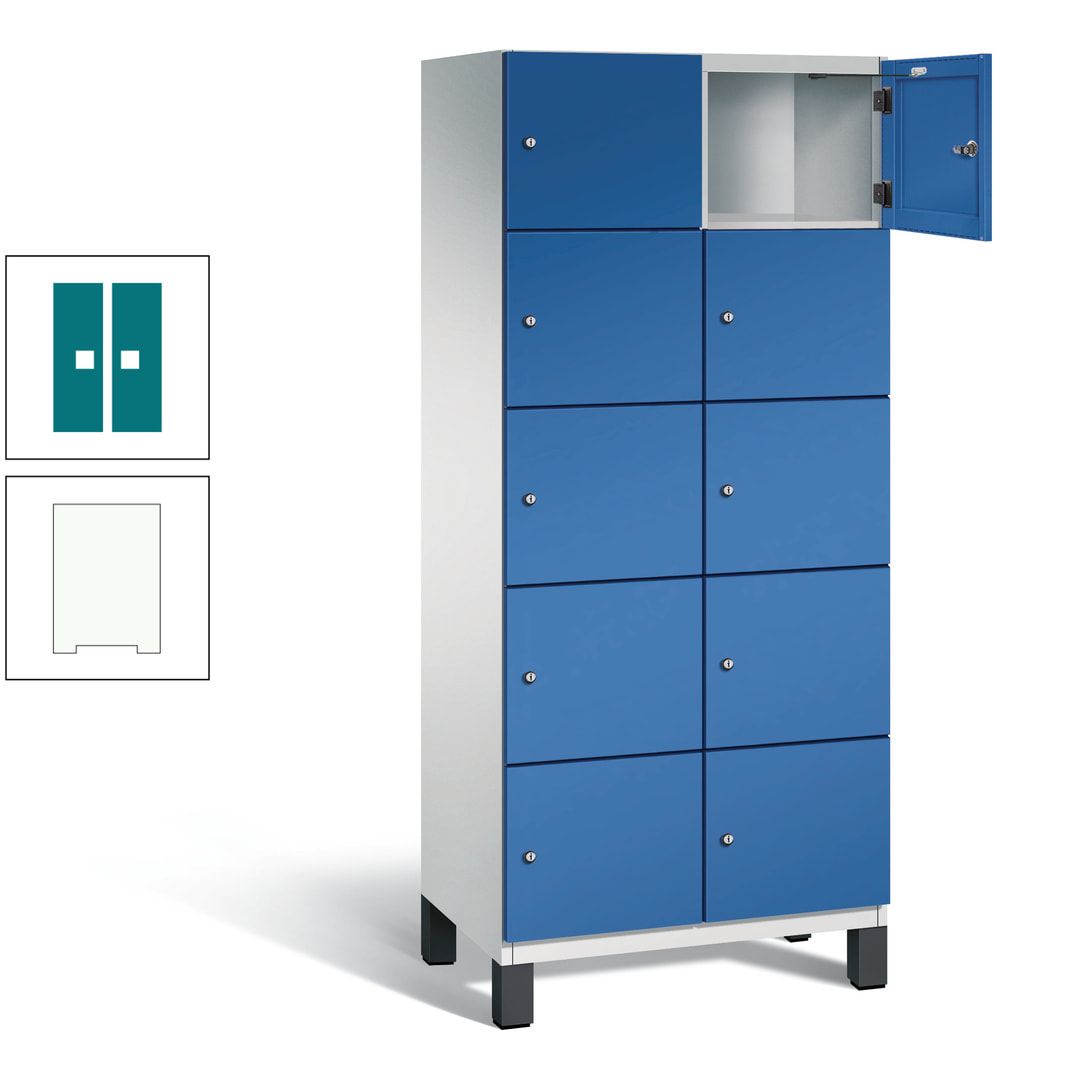 Fächerschrank, Stahlschrank, 10 Fächer, Türöffnungsbegrenzer, Füße, 1.980 x 800 x 525 mm (HxBxT), Korpus anthrazitgrau, Front anthrazitgrau