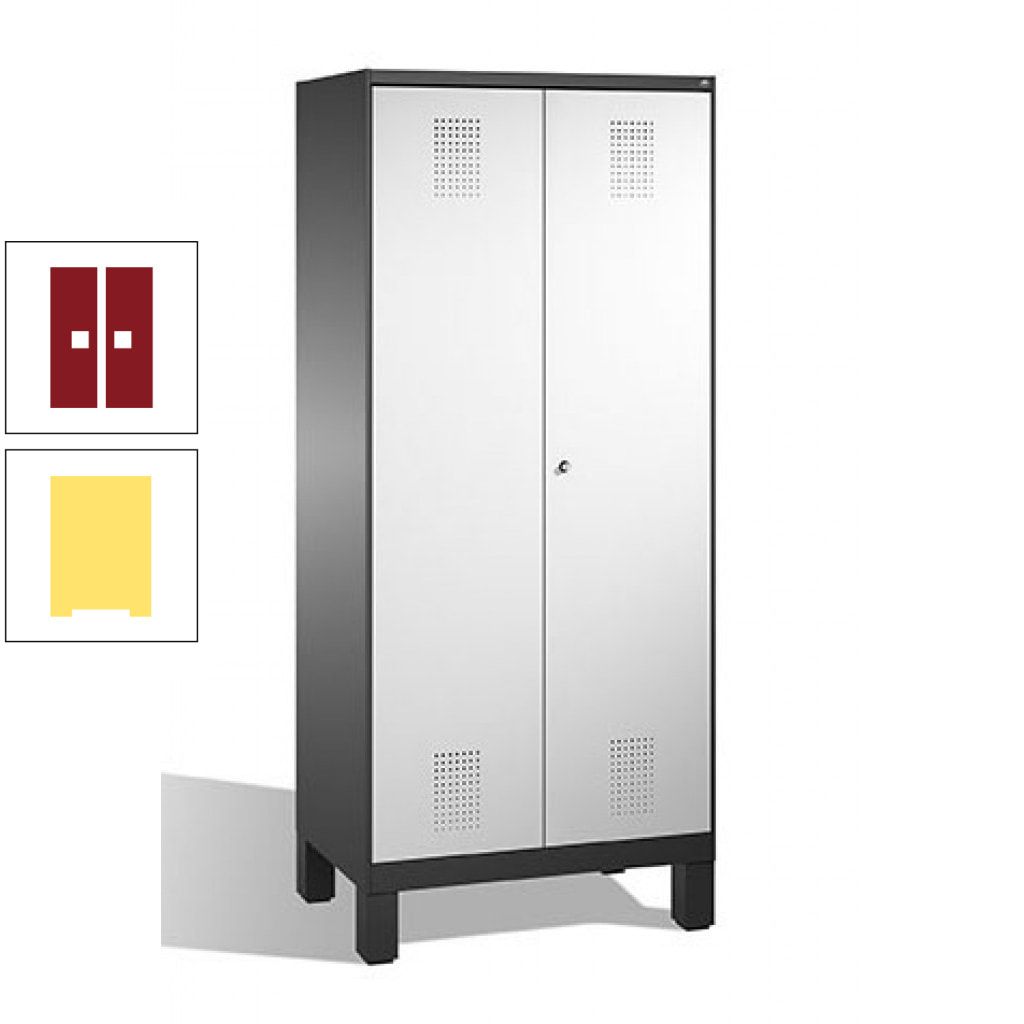 Mehrzweckschrank, Doppeltüren, auf Füßen, 2 Abteile a 400 mm, Korpus anthrazitgrau, Tür anthrazitgrau, 1.850 x 800 x 500 mm (HxBxT)