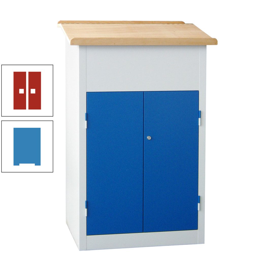 Stehpult mit Schrank - Vollblechtür - Zylinderschloss - 2 Böden - 1.200 x 700 x 600 mm (HxBxT) - anthrazitgrau