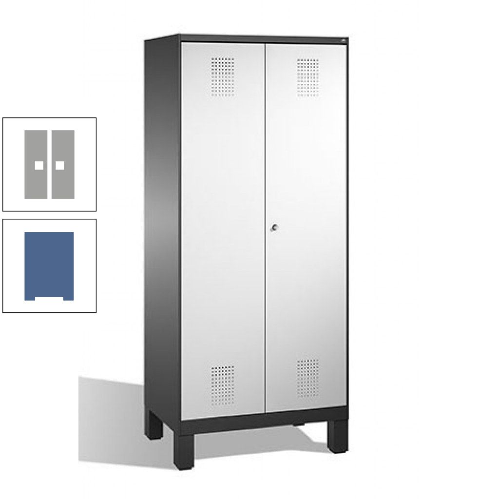 Mehrzweckschrank, Doppeltüren, auf Füßen, 2 Abteile a 400 mm, Korpus anthrazitgrau, Tür anthrazitgrau, 1.850 x 800 x 500 mm (HxBxT)