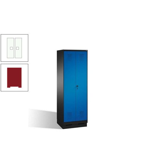 Doppel-Spind, Doppeltüren, Garderobenschrank mit Sockel, 2 Abteile a 300 mm, Korpus anthrazitgrau, Tür anthrazitgrau, 1.800 x 600 x 500 mm (HxBxT)