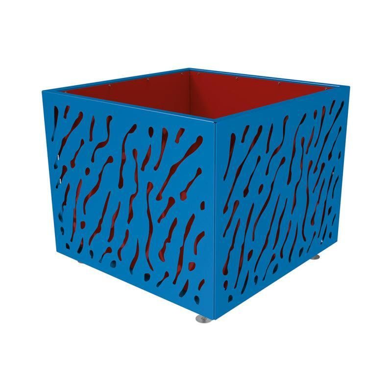 Pflanzbehälter, Stahl, vormontiert, zweifarbig, verstellbare Füße, Innen feuerverzinkt, Verladungsgriffe, 960 x 1.145 x 1.145 mm (HxBxT), enzianblau