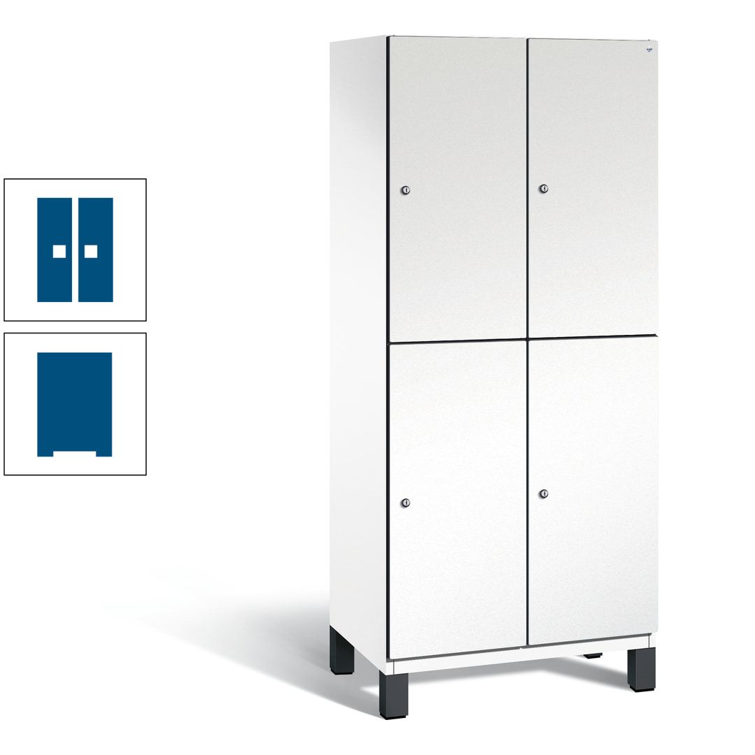 Fächerschrank, Stahlschrank, doppelstöckig, 4 Fächer, Füße, Korpus anthrazitgrau, Tür anthrazitgrau, 1.980 x 800 x 525 mm (HxBxT)