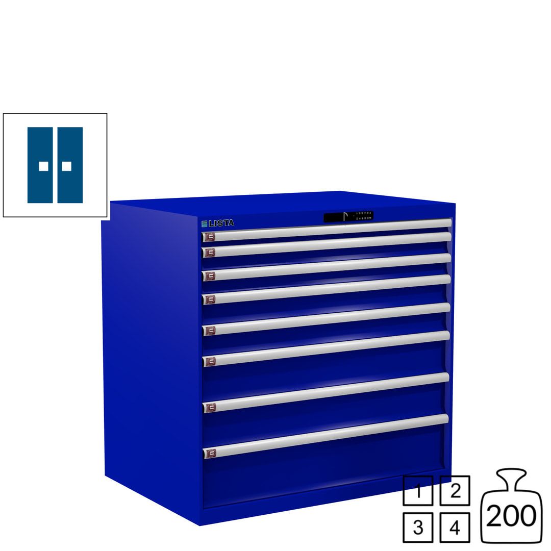 Lista Schubladenschrank - 12.541.010 - 1.000x1.023x725 mm (HxBxT) - 8 Schubladen - 200 kg - Key Lock - lichtblau (RAL 5012)