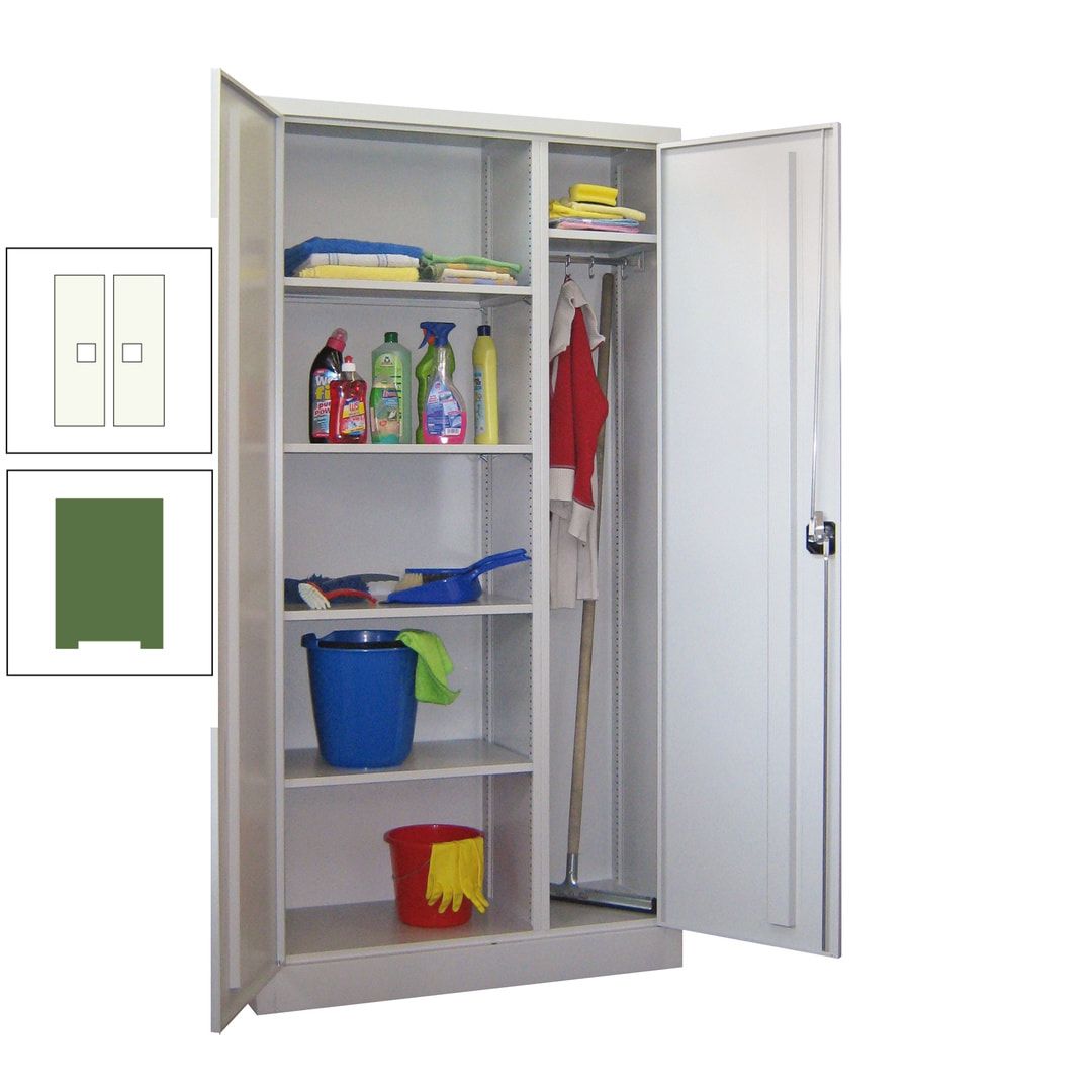 Putzschrank mit Trennwand - 1.950x1.000x400 mm (HxBxT) - Böden pulverbeschichtet - anthrazitgrau