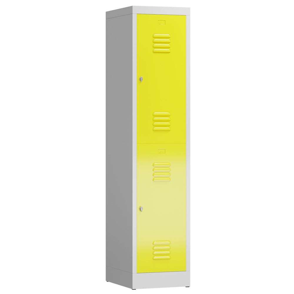 Garderobenschrank, Doppelstockspind, 1 Abteil, 2 Fächer, 1.800 x 415 x 500 mm (HxBxT), Drehriegel, Stahl, Korpus: lichtgrau, Front: anthrazitgrau