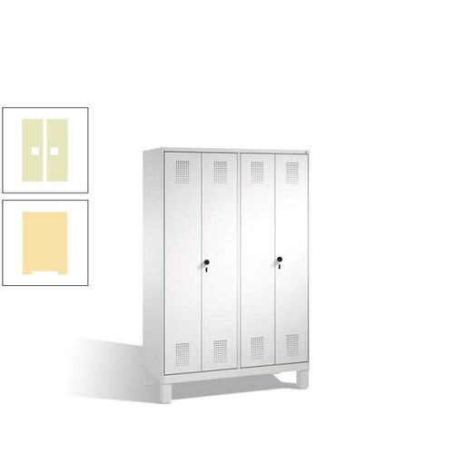 Doppel-Spind, Doppeltüren, Garderobenschrank mit Füßen, 4 Abteile a 300 mm, Korpus anthrazitgrau, Tür anthrazitgrau, 1.850 x 1.200 x 500 mm (HxBxT)