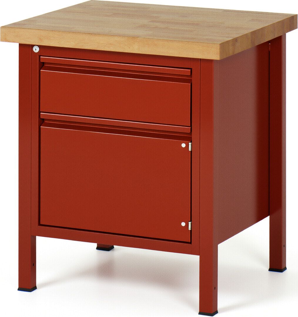 Werkbank - 1 Schrank - 1 Schublade - 180:1 - höhenverstellbar 840-1.140 mm - 2.000 x 700 mm (BxT) - 1.250 kg - Buche - Anthrazitgrau