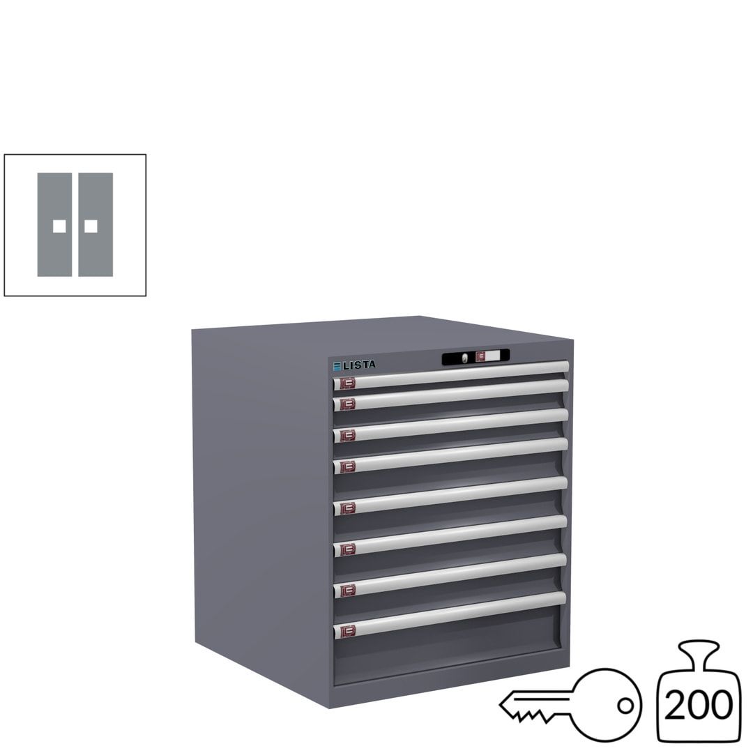 Lista Schubladenschrank - 14.408.010 - 850x717x725 mm (HxBxT) - 8 Schubladen - 75 kg - Key Lock - lichtblau (RAL 5012)