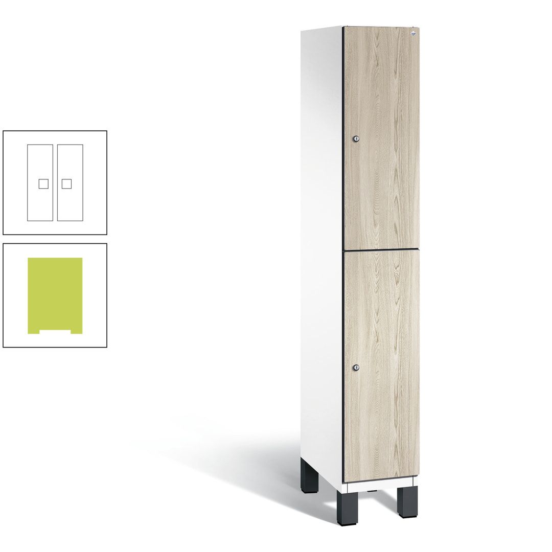 Fächerschrank, Garderobenschrank, mit Füßen, 1 Abteile, 1.980 x 300 x 525 mm (HxBxT), Korpus anthrazitgrau, Tür Donau-Ahorn