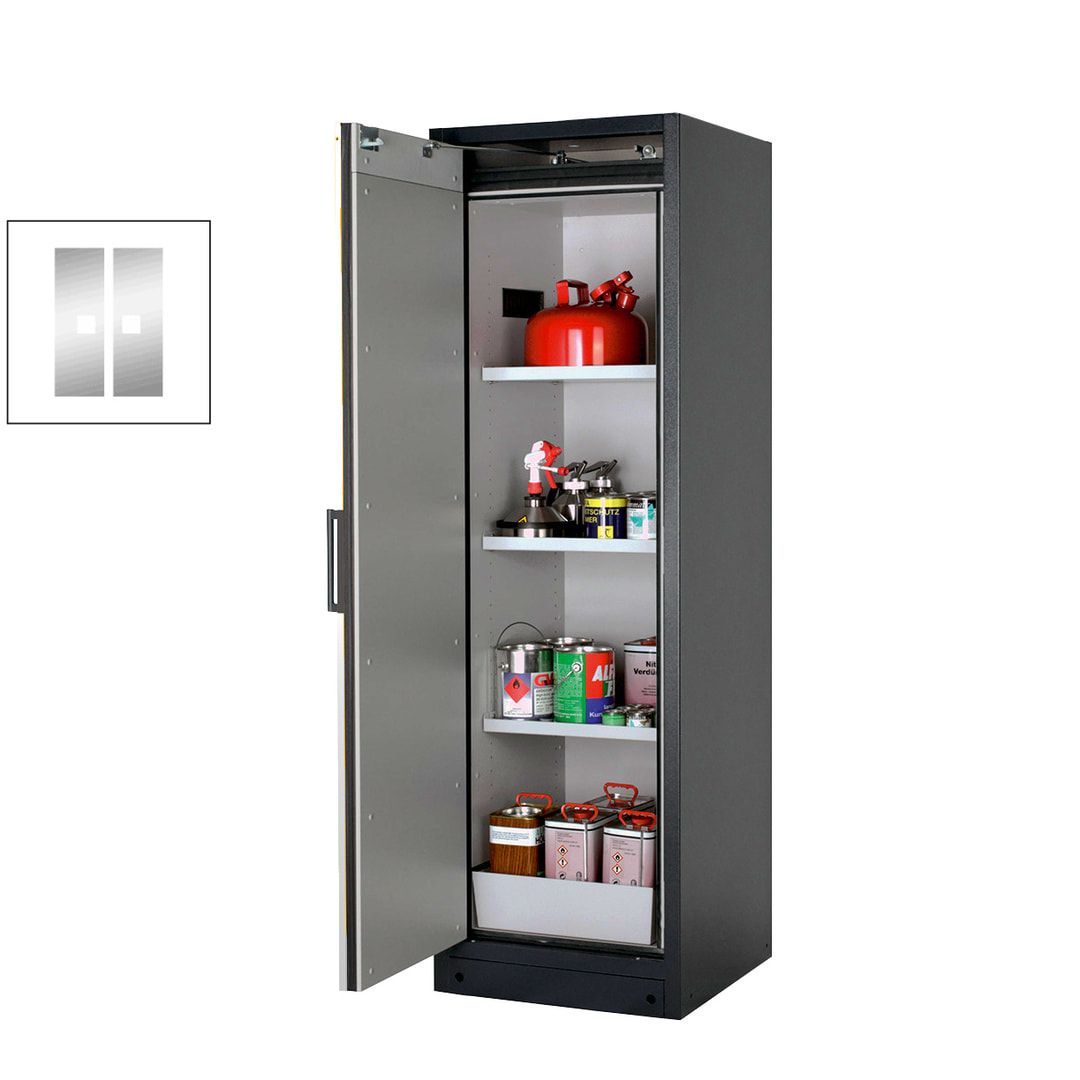 Gefahrstoffschrank - 1.953x599x615 mm - 2 Fachböden - Edelstahl-Einrichtung - Türanschlag Links - Front enzianblau
