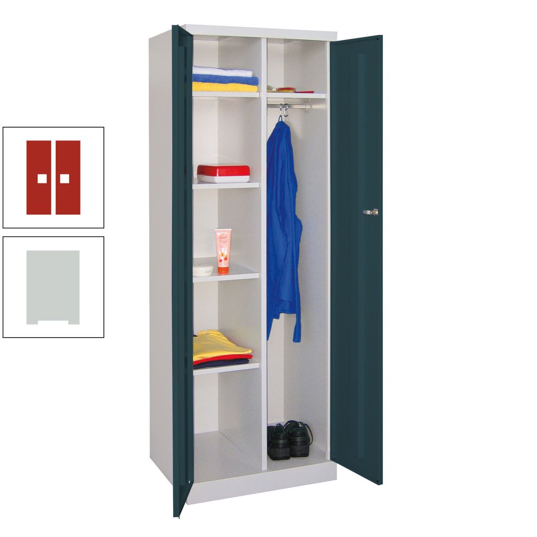 Kleiderschrank mit Sockel - Spind - 1 Abteil mit Trennwand - 1.800x600x500 mm (HxBxT) - Zylinderschloss - anthrazitgrau