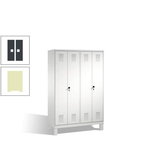 Doppel-Spind, Doppeltüren, Garderobenschrank mit Füßen, 4 Abteile a 300 mm, Korpus anthrazitgrau, Tür anthrazitgrau, 1.850 x 1.200 x 500 mm (HxBxT)