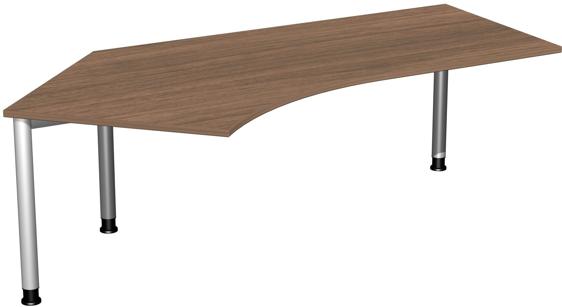 Schreibtisch, einseitig verkürzt, 4-Fuß Flex, Winkel links, höhenverstellbar, 680-800 x 2.166 x 1.130 mm (HxBxT), Gestell anthrazit, Dekor lichtgrau