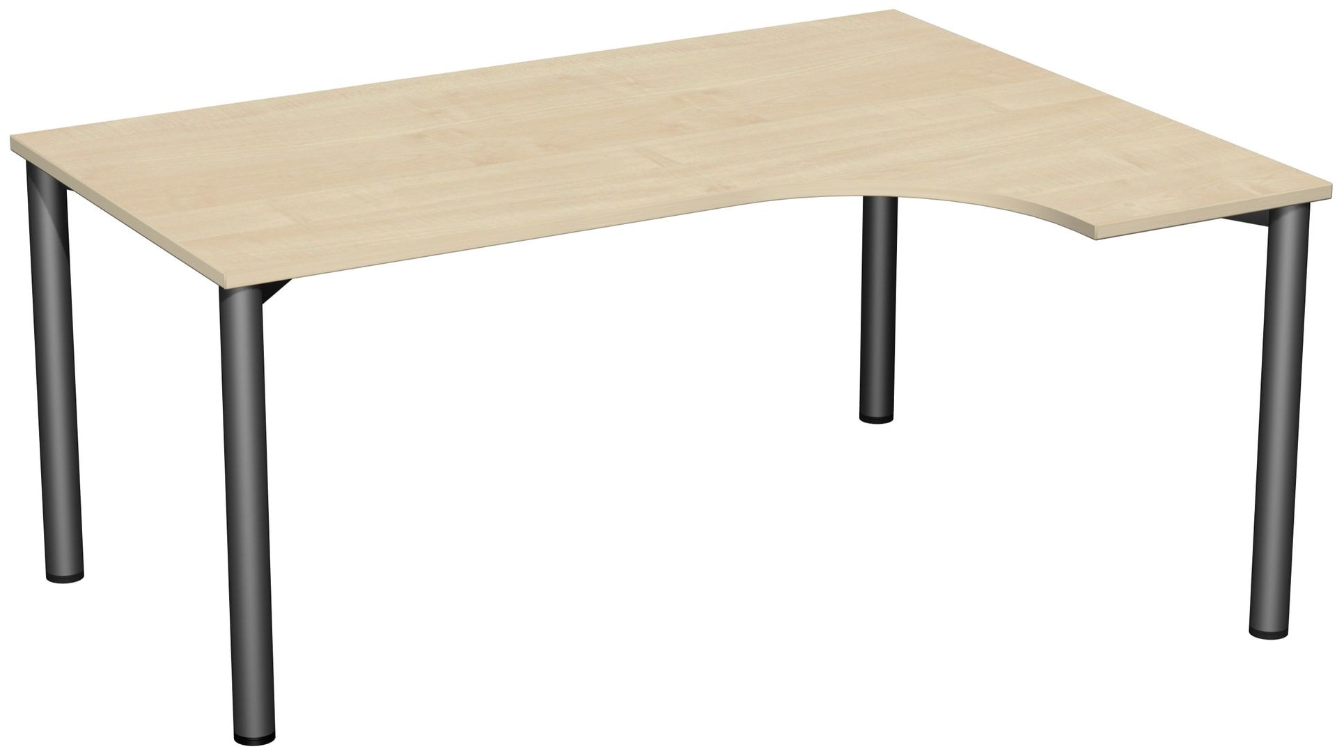 Eckschreibtisch - Ecke rechts - 4-Fuß Flex - 720 x 1.600 x 1.200 mm (HxBxT) - Gestell anthrazit - Ahorn