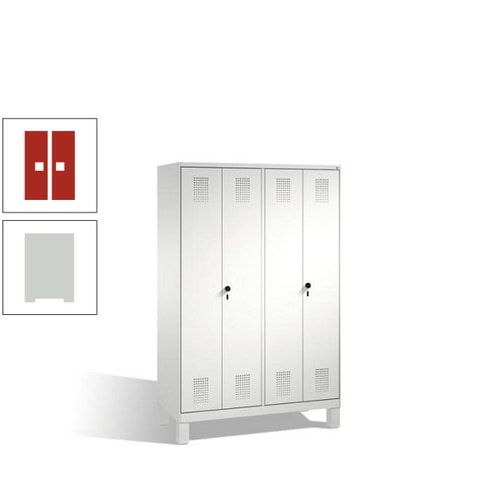 Doppel-Spind, Doppeltüren, Garderobenschrank mit Füßen, 4 Abteile a 300 mm, Korpus anthrazitgrau, Tür anthrazitgrau, 1.850 x 1.200 x 500 mm (HxBxT)