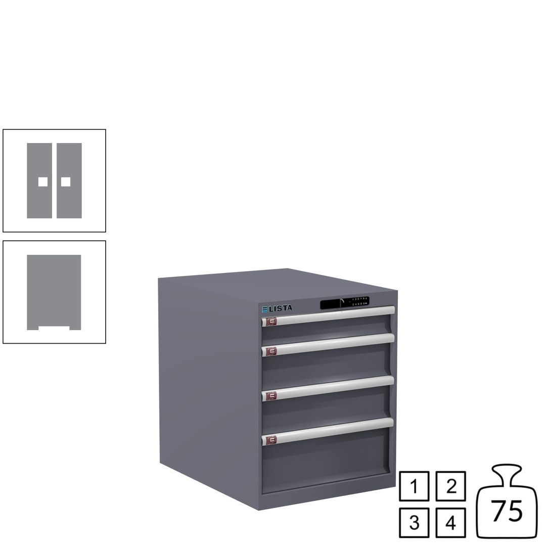 Lista Schubladenschrank - 14.350.010 - 700x564x725 mm (HxBxT) - 4 Schubladen - 75 kg - Key Lock - lichtblau (RAL 5012)