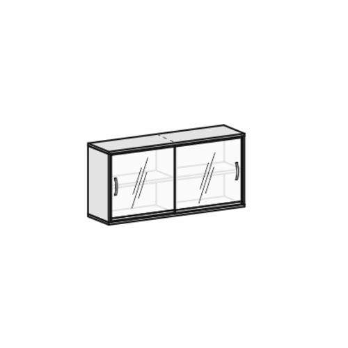 Glas-Schiebetürenschrank, Schiebetürschrank, satiniert, Mittelseite, 2 Böden, 2 Ordnerhöhen, 768 x 1.200 x 425 mm (HxBxT), Korpusfarbe Ahorn