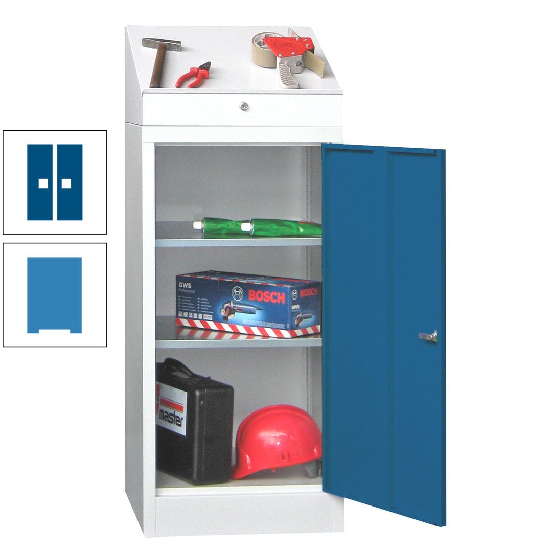 Stehpult mit Schrank - Vollblechtür - Zylinderschloss - 1.270x500x500 mm (HxBxT) - anthrazitgrau