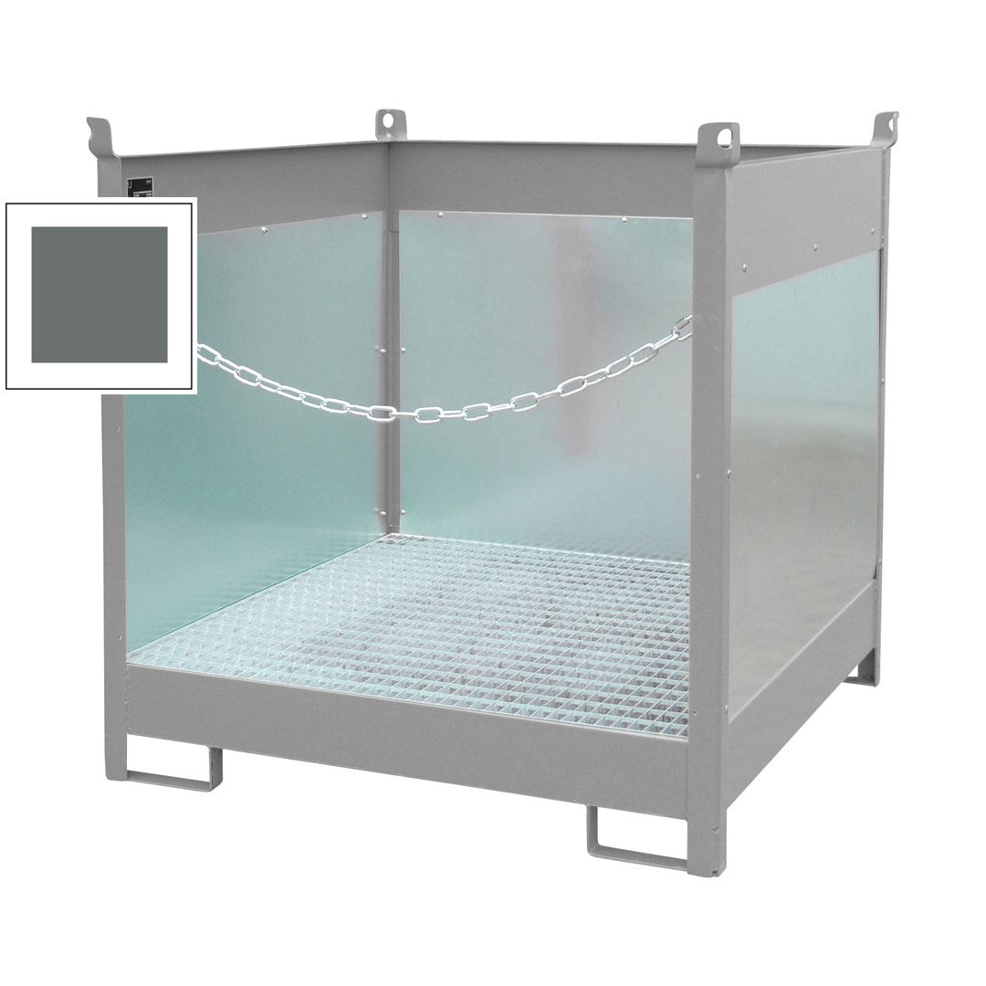 Fass-Stapelpalette - für 4 x 200-l-Fässer - Volumen 220 l - 1.435 x 1.410 x 1.410 mm (HxBxT) - Spritzschutzwände - feuerrot