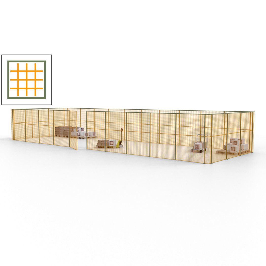 Maschinen Schutzgitter - Hallentrennwand - Sicherheitszaun - Tür - 39 m - 2.200 x 15.400 x 4.900 mm (HxBxT) - enzianblau