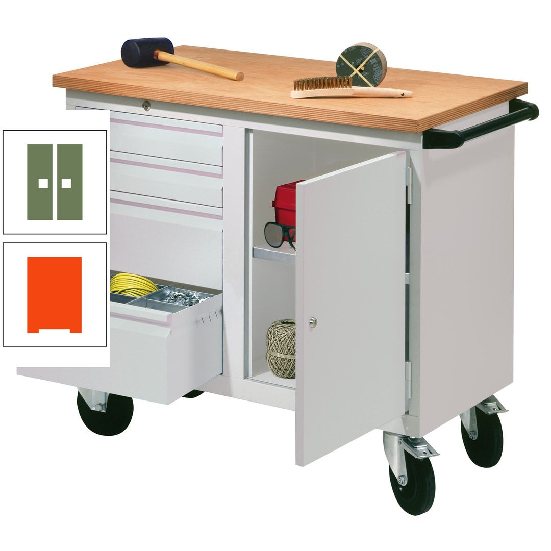 Mobile Werkbank - Werkstattwagen - 915 x 1.090 x 600 mm - 4 Schubladen und Schrankfach - anthrazitgrau