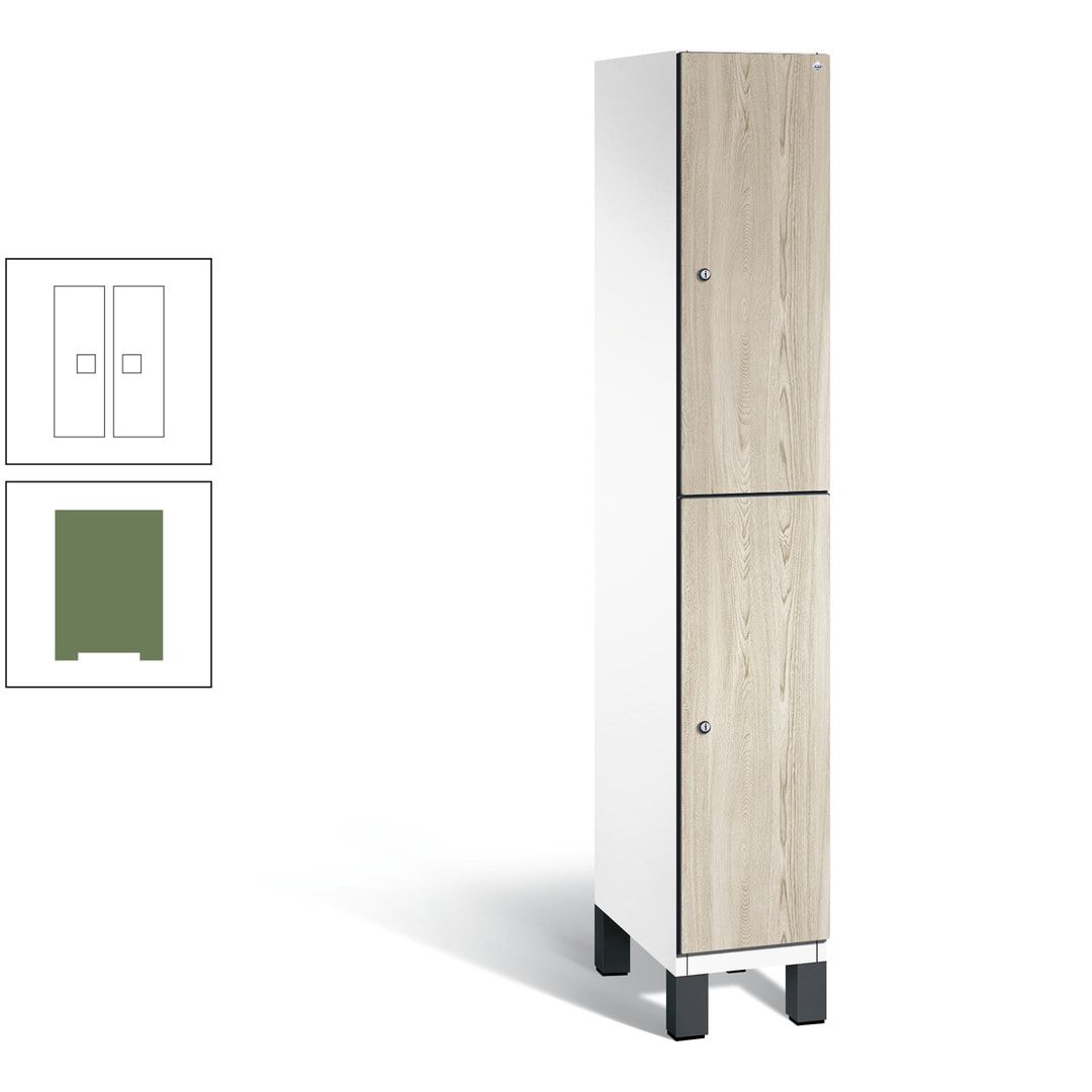 Fächerschrank, Garderobenschrank, mit Füßen, 1 Abteile, 1.980 x 300 x 525 mm (HxBxT), Korpus anthrazitgrau, Tür Donau-Ahorn