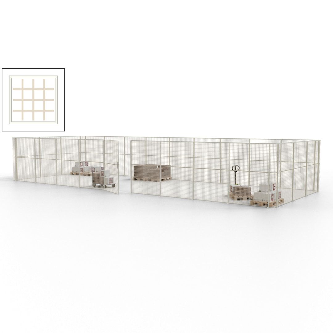 Maschinen Schutzgitter - Hallentrennwand - Sicherheitszaun - Tür - 36 m - 2.200 x 13.900 x 4.900 mm (HxBxT) - enzianblau