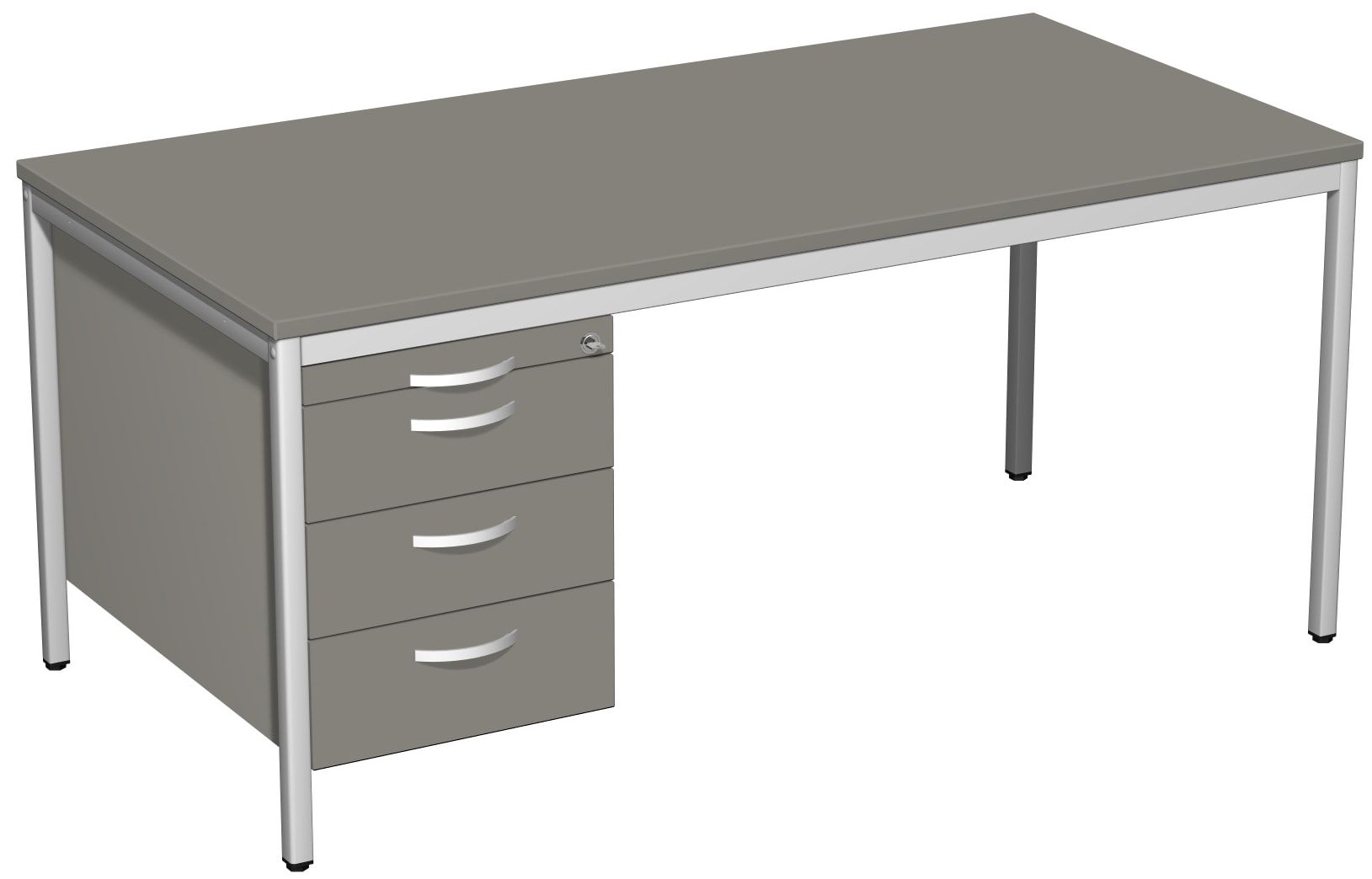 Schreibtisch 4-Fuß Eco - Hängecontainer - 4 Schubfächer - abschließbar - 720 x 1.200 x 800 mm (HxBxT) - Gestell lichtgrau - Ahorn