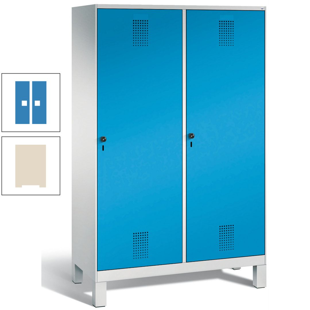 Doppel-Spind, Garderobenschrank, 2 Türen für 4 Abteile a 300 mm, Korpus anthrazitgrau, Türen anthrazitgrau, 1.850 x 1.200 x 500 mm (HxBxT)