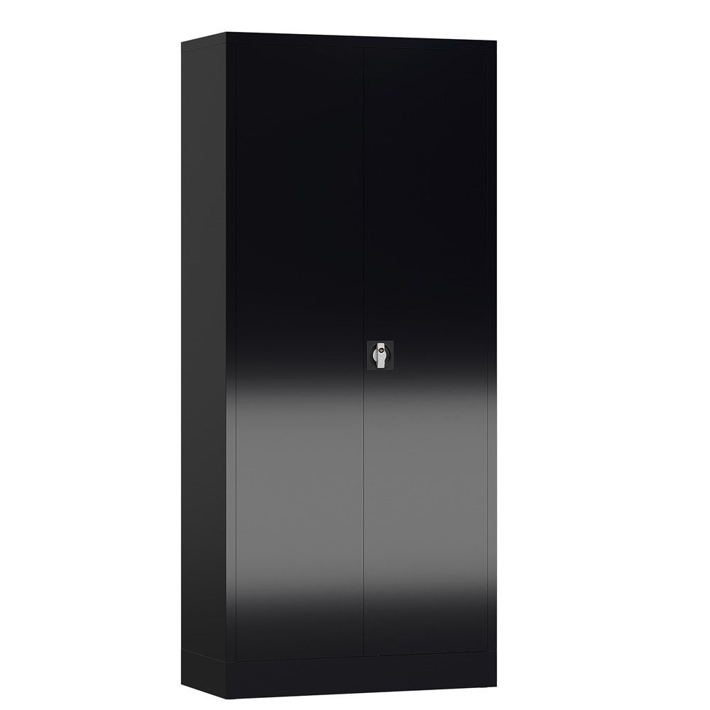 Mehrzweckschrank, Stahlschrank, 2 Abteile, 5 Fächer, 1.800 x 800 x 380 mm (HxBxT), Kleiderstange, Stahl, Korpus: lichtgrau, Front: anthrazitgrau