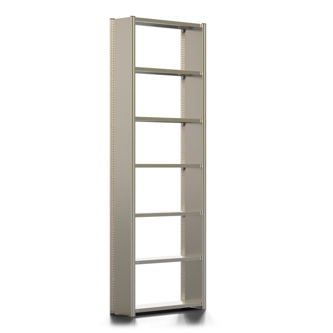 Fachbodenregal mit Seitenwand - 350 kg - 3.000 x 1.005 x 300 mm (HxBxT) - Anbauregal - 7 Böden - verzinkt - Lagerregal - Steckregal - BERT